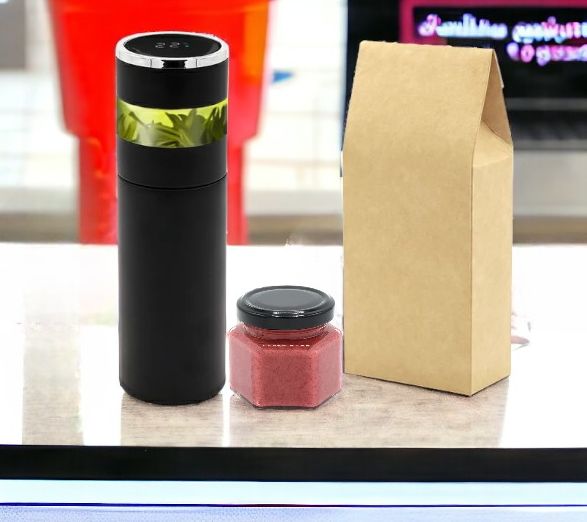 Подарочный набор Трэй / Набор из термоса Amber, баночки мёда и зелёного чая, в подарочной коробке